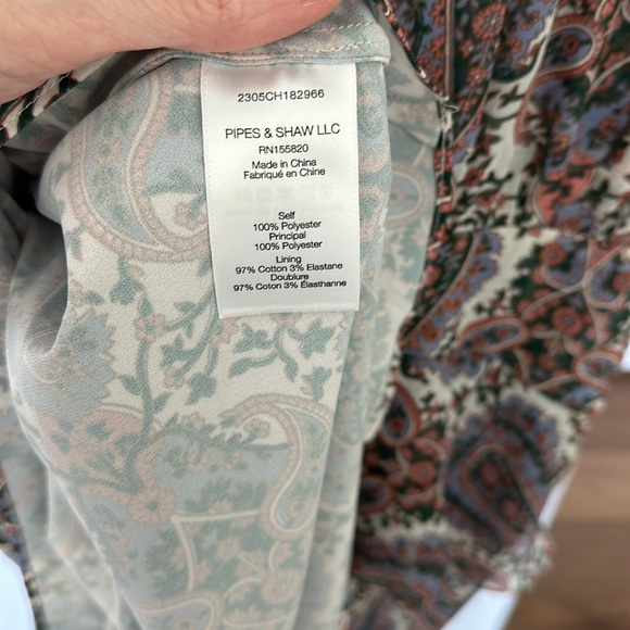 NWOT Veronica Beard Sazan Long Sleeve Handkerchief Hem Paisley Dress - Picture 8 of 9